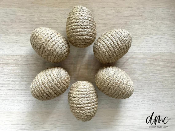 Jute Wrapped Easter Eggs  Pack of 6  Farmhouse Easter Eggs  | Etsy | Etsy (US)