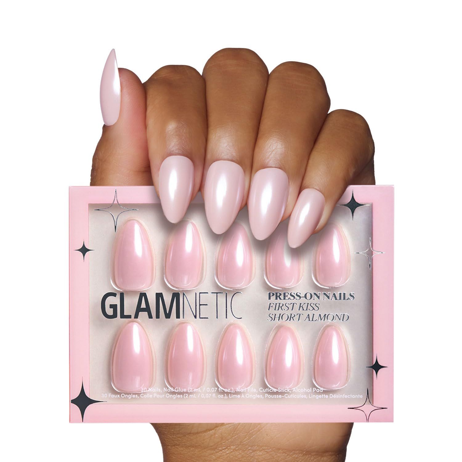 Glamnetic Press On Nails - First Kiss | Short Almond Neutral Pink Nails with a Glaze Finish | 15 ... | Amazon (US)