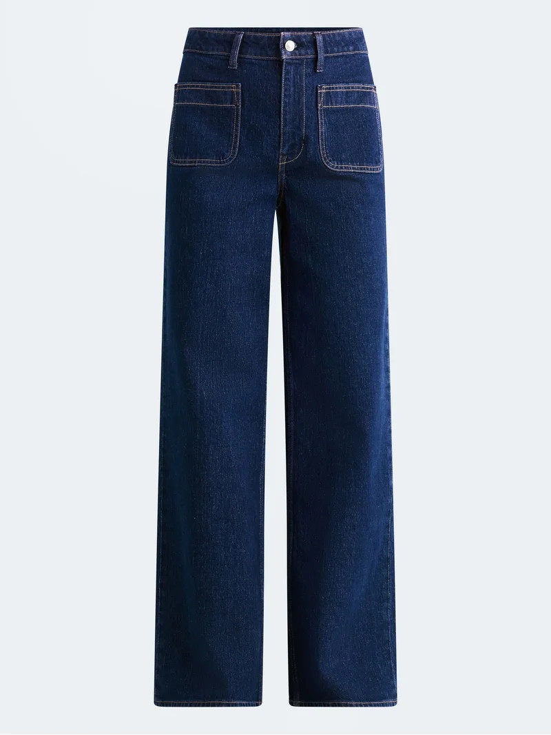 Free Assembly Women's and Women's Plus The Larchmont High Rise Patch Pocket Jeans, 32" Inseam, Si... | Walmart (US)