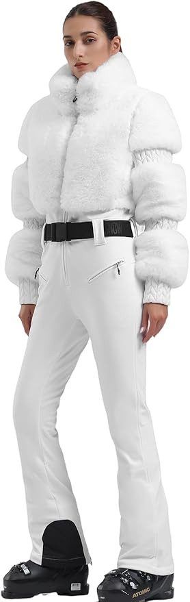GSOU SNOW Women Ski Suit One Piece Snowsuit Snowboard Faux Fur Collar Slim Jumpsuit Jacket Insula... | Amazon (US)