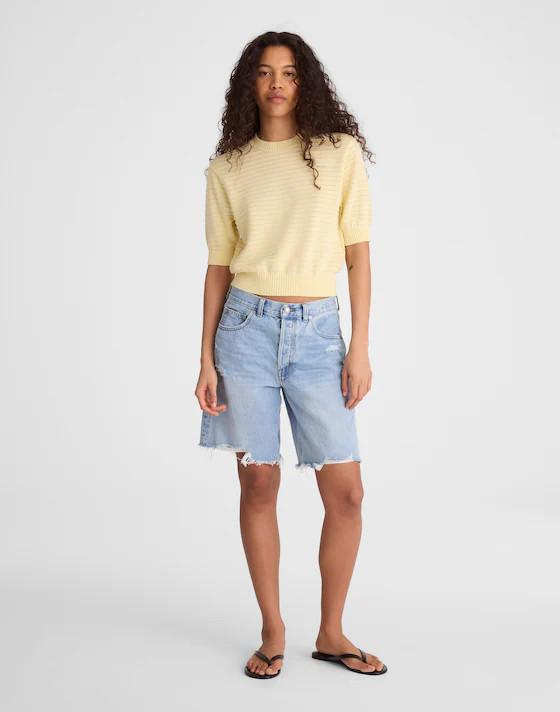 Textural-Stitch Crewneck Sweater in 100% Cotton | Madewell