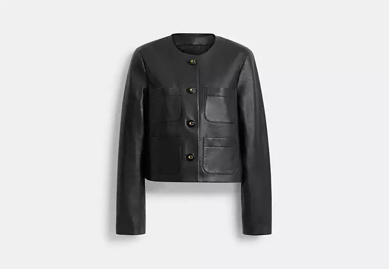 Collarless Leather Jacket | Coach (US)