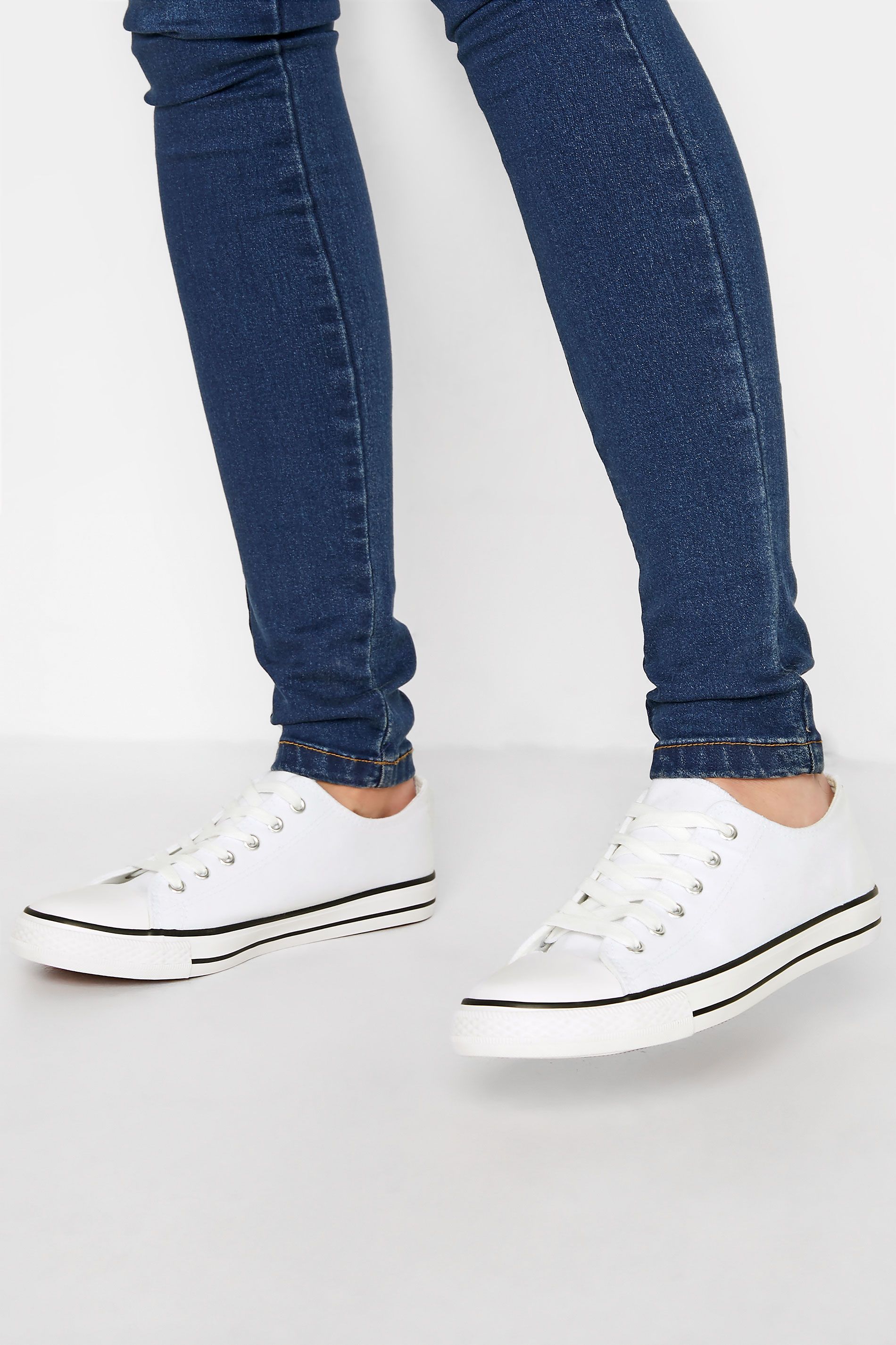 LTS Tall Women's White Canvas Low Trainers | Long Tall Sally | Yours Clothing UK