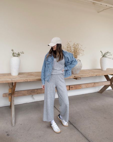 Have been building up my non-jogger athleisure over the years and I’ll always love a luxe lounge set. 🕊️ TYLER15 saves on the @jennikayne Marina culottes and pullover—just a dream. 🤌🏼 Ventured out briefly for some fresh air in this cooler weather. Hope you all had a lovely Sunday! #jennikaynepartner 

Wearing an xs (my usual size) in both lounge pieces. Both run a bit big, the pullover even more-so! I’m 5’6” for reference. 

Wearing small in the denim jacket for a slightly looser fit. 

#LTKshoecrush #LTKSeasonal #LTKstyletip