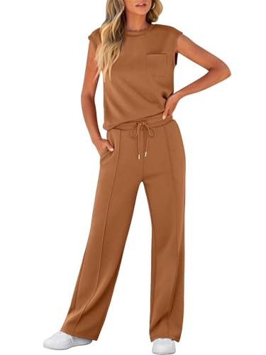 ANRABESS Women 2 Piece Outfits Summer Casual Sleeveless Sweatsuits Wide Leg Tracksuits Lounge Mat... | Amazon (US)