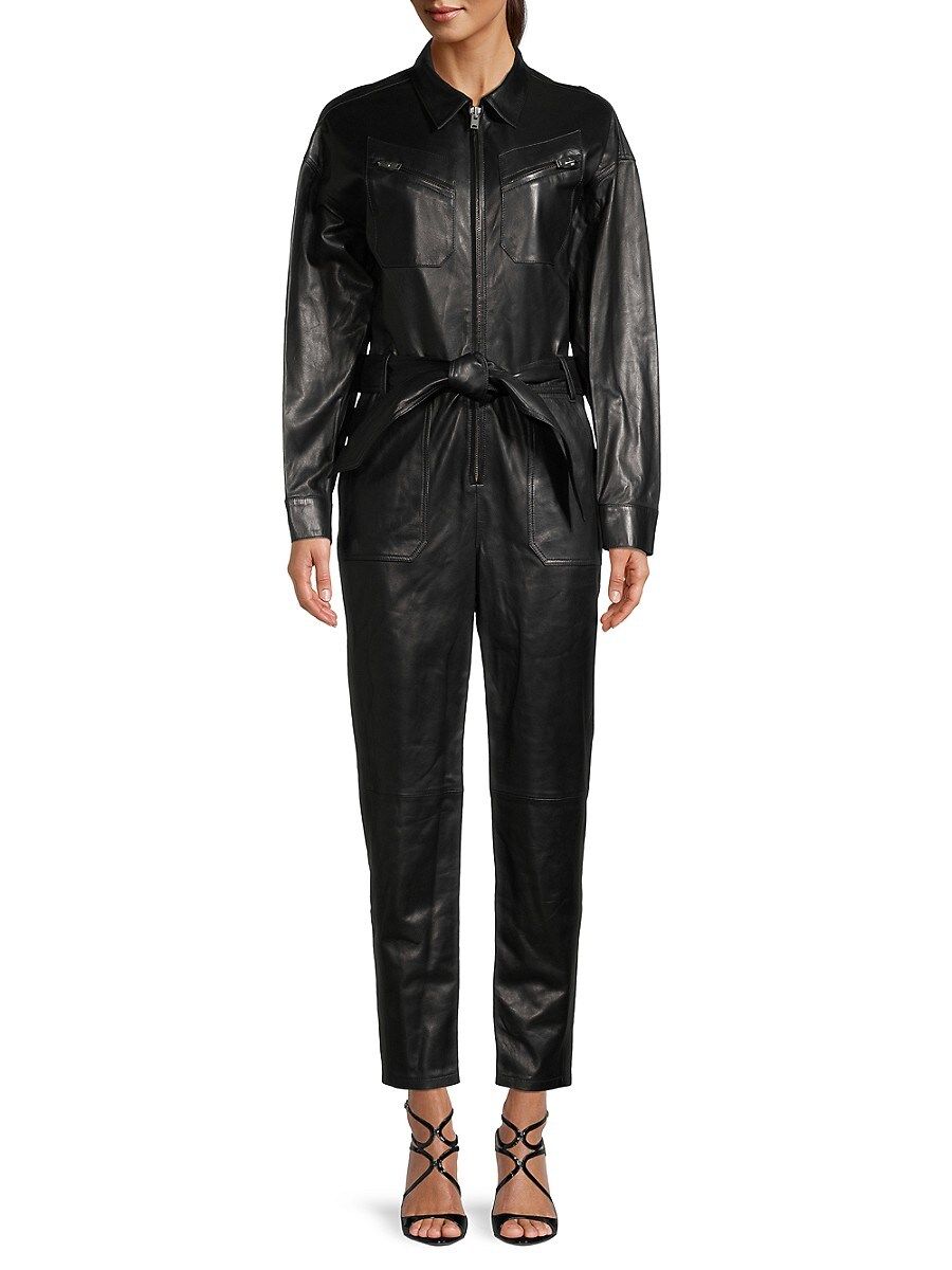 IRO Belted Leather Jumpsuit - Black - Size 34 (2) | Saks Fifth Avenue OFF 5TH