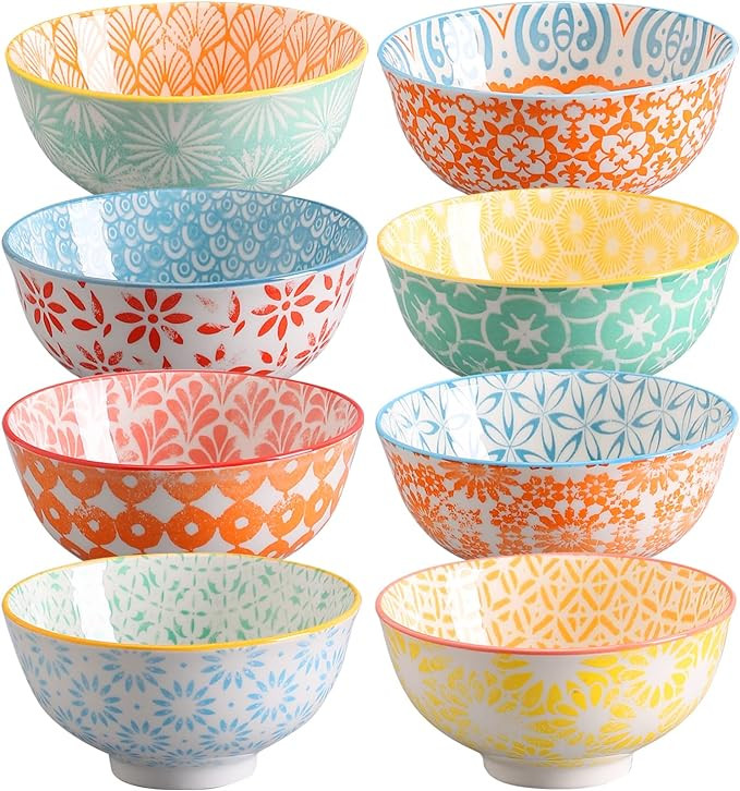 Ceramic Bowls, 10 Oz Small Bowls, Set of 8 Ice Cream Bowls, Dessert Bowls, Cereal Bowls for Salsa... | Amazon (US)