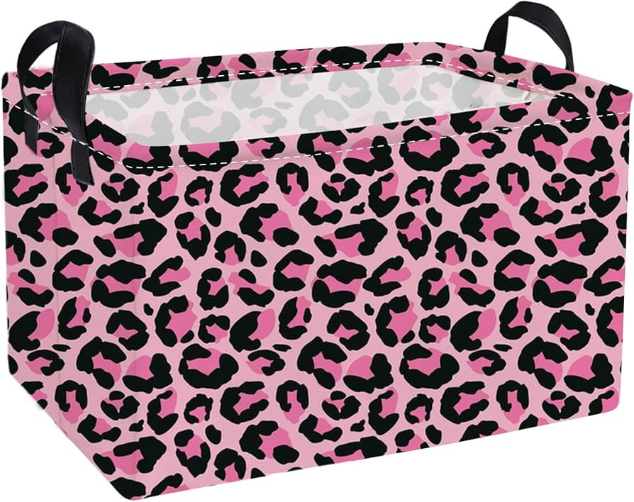 Essme Rectangular Kids Baskets,Pink Storage Basket with Handles for Girls Room Decor, Leopard Pri... | Amazon (CA)