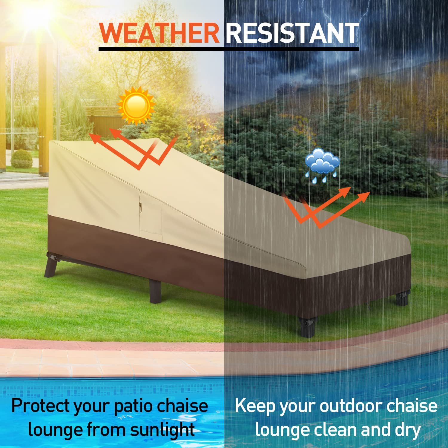 Arcedo Chaise Lounge Cover, Waterproof Outdoor Lounge Chair Covers, 2 Pack Patio Chaise Covers, A... | Amazon (US)