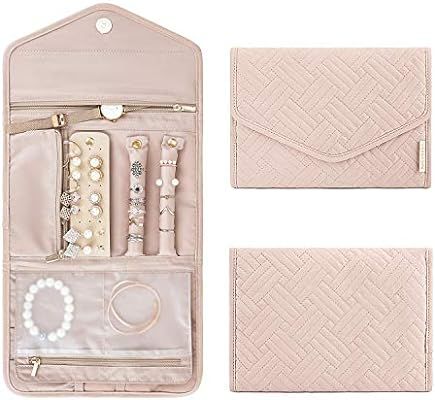 BAGSMART Travel Jewelry Organizer Roll Foldable Jewelry Case for Journey-Rings, Necklaces, Bracelets | Amazon (US)