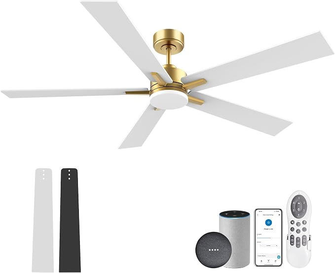 60 Inch Smart Ceiling Fan with Lights Remote,Control via Voice Alexa Google App Wifi,Silent DC Mo... | Amazon (US)