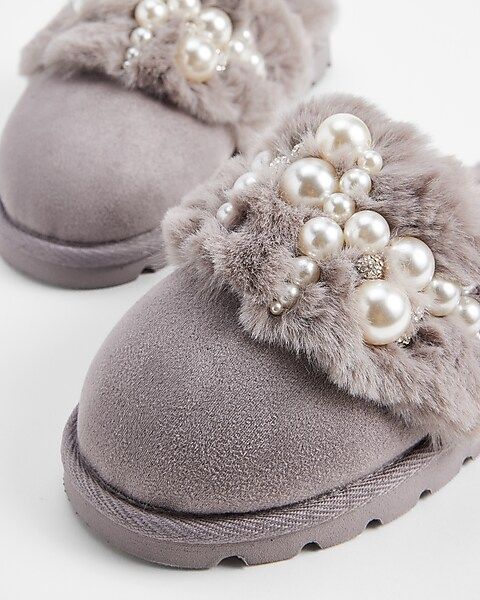 Pearl Embellished Closed Toe Slippers | Express