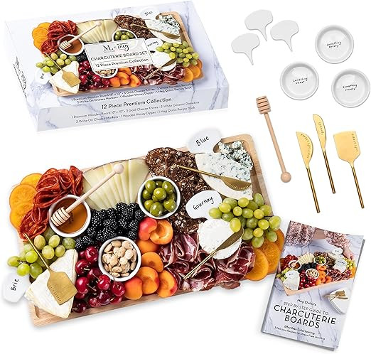 Charcuterie Board Gift Set by Meg Quinn - Cheese Board with Charcuterie Board Accessories: Charcu... | Amazon (US)
