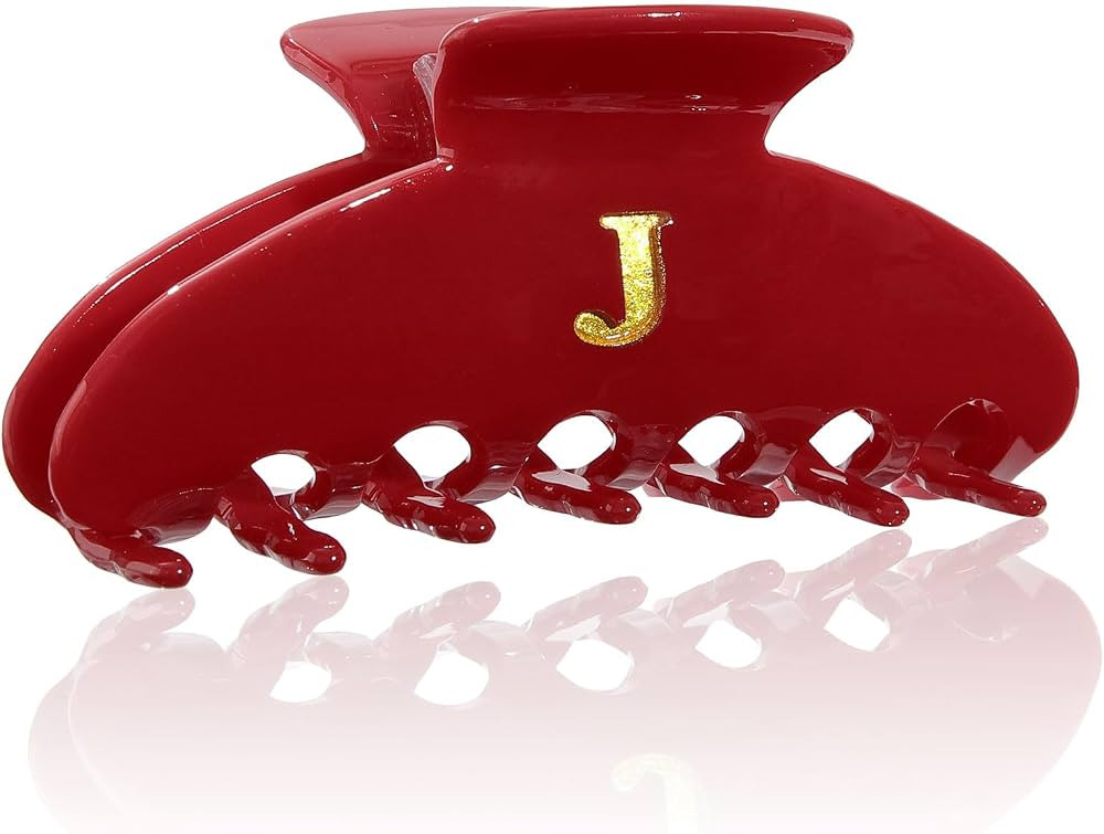 WELROG Alphabet Letter Hair Claw Clips - Acrylic Hair Clips for Women,Non-Slip Hair Clips Red J | Amazon (US)