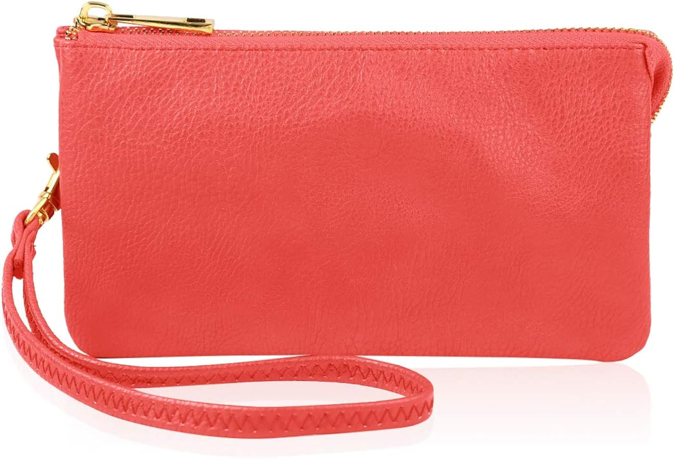 Convertible Faux Leather Wallet Purse Clutch - Mini Croc Handbag Detachable Chain Crossbody Strap... | Amazon (US)