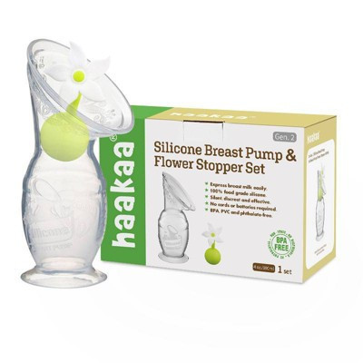 haakaa Breast Pump with Suction Base and White Flower Stopper - 4oz | Target