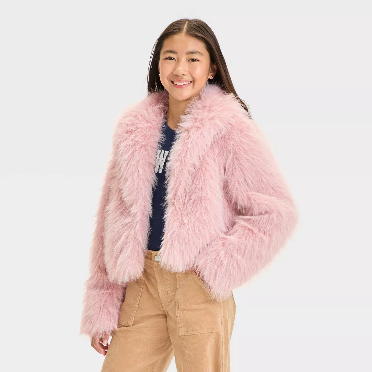 Girls' Short Faux Fur Jacket - art class™ | Target