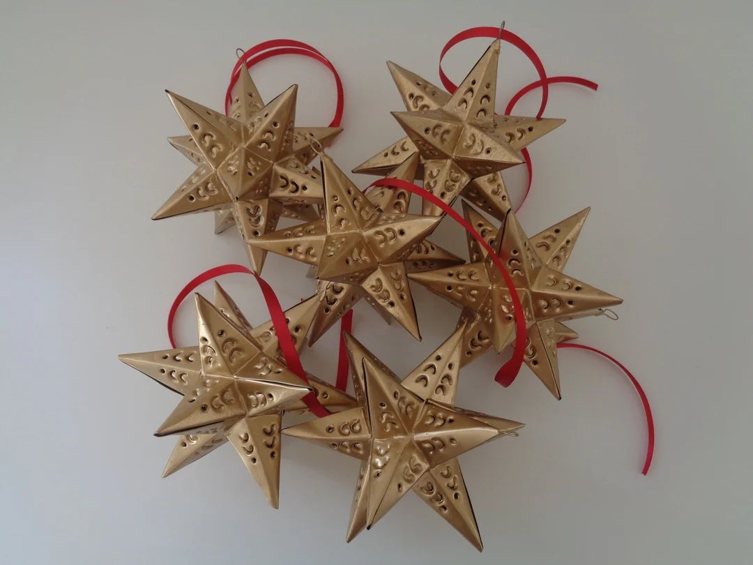 Moravian Star Gold Tin Ornaments Tin Sheet Christmas - Etsy | Etsy (US)
