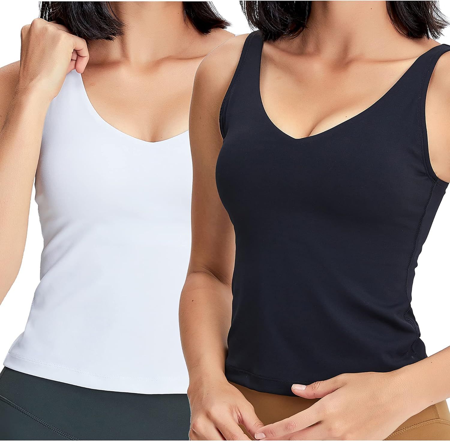 POSHDIVAH Women Sports Bra Longline Padded Tank Top Naked Feeling Workout Fitness Running Yoga To... | Amazon (US)