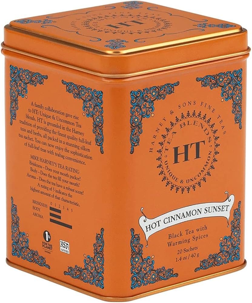 Harney & Sons Caffeinated Hot Cinnamon Sunset Black Tea with Orange and Cloves Tin 20 Sachets (Pa... | Amazon (US)