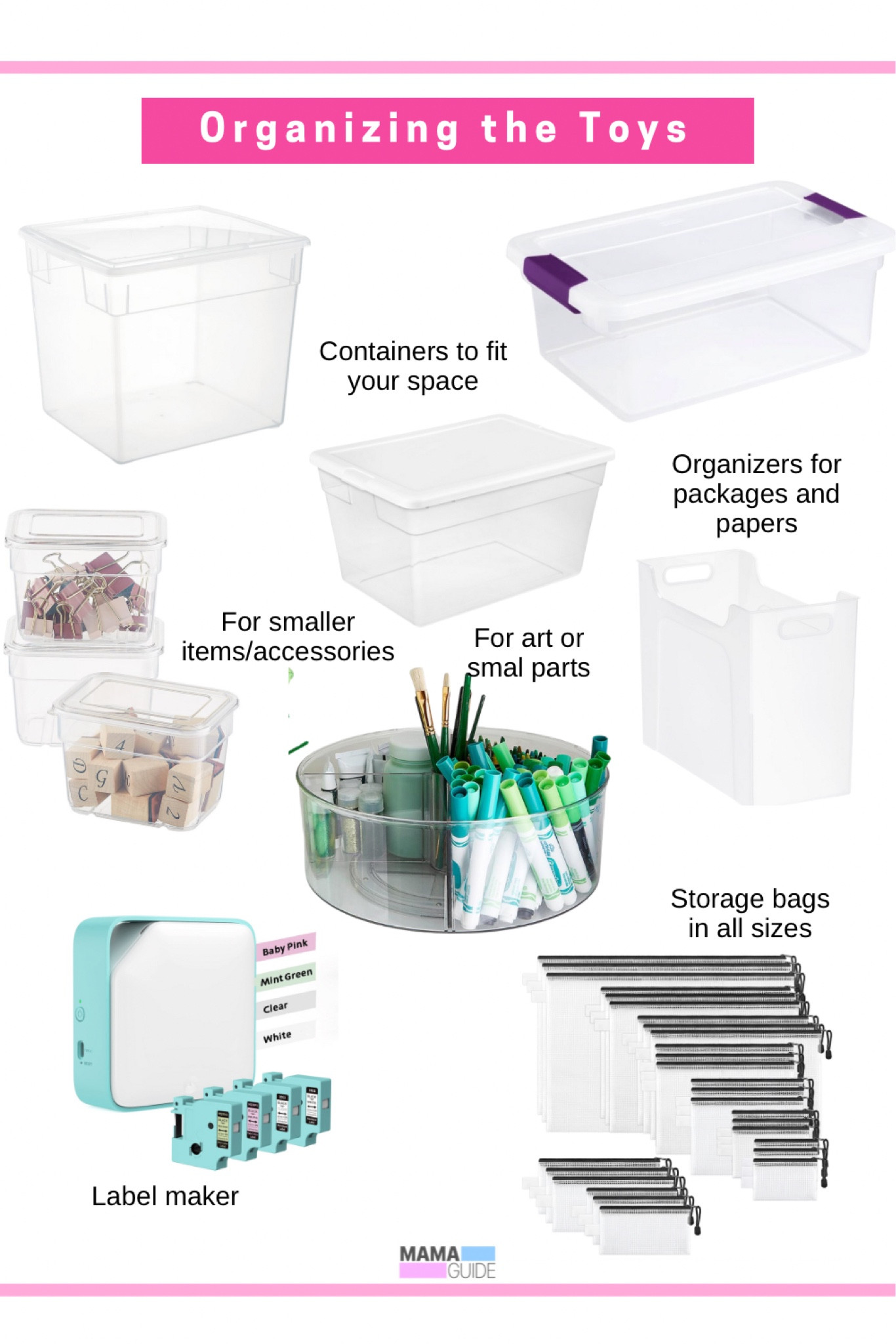Some of my favorite organization items for toys. 

Keep them in a toy closet, on top of your kids closets, under the bed or anywhere you have space. Measure the space and make sure the bin fits! 

Label maker, organization tips, get organized, organization challenge, toy storage, toys, play room 

#LTKhome #LTKbaby #LTKkids