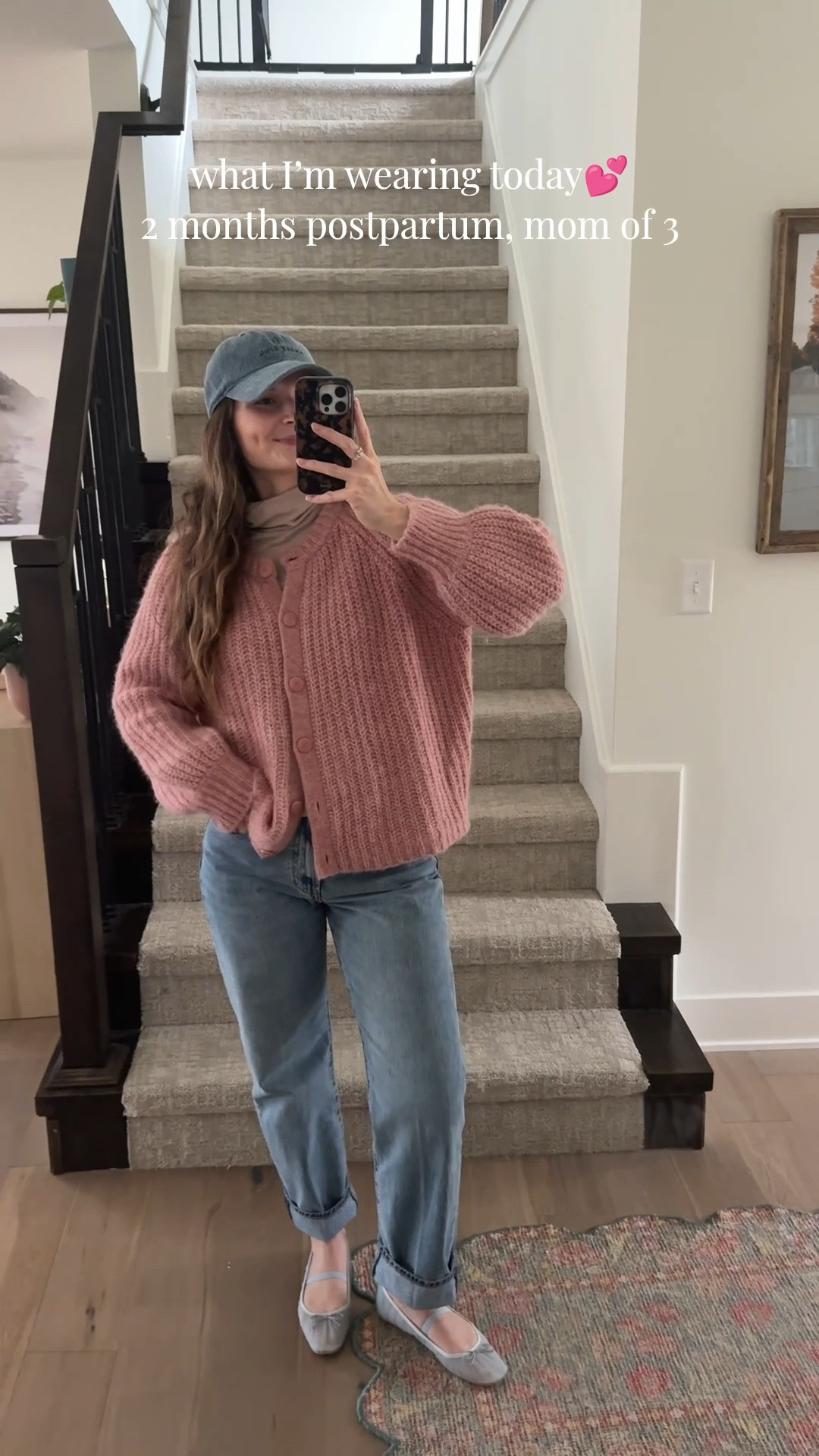 sized up in cardigan sweater for more oversized fit, wearing a medium! sized up 2 from my pre-pregnancy size postpartum, new style for me and I really like them! 

Spring outfit, mom outfit 

#LTKootd