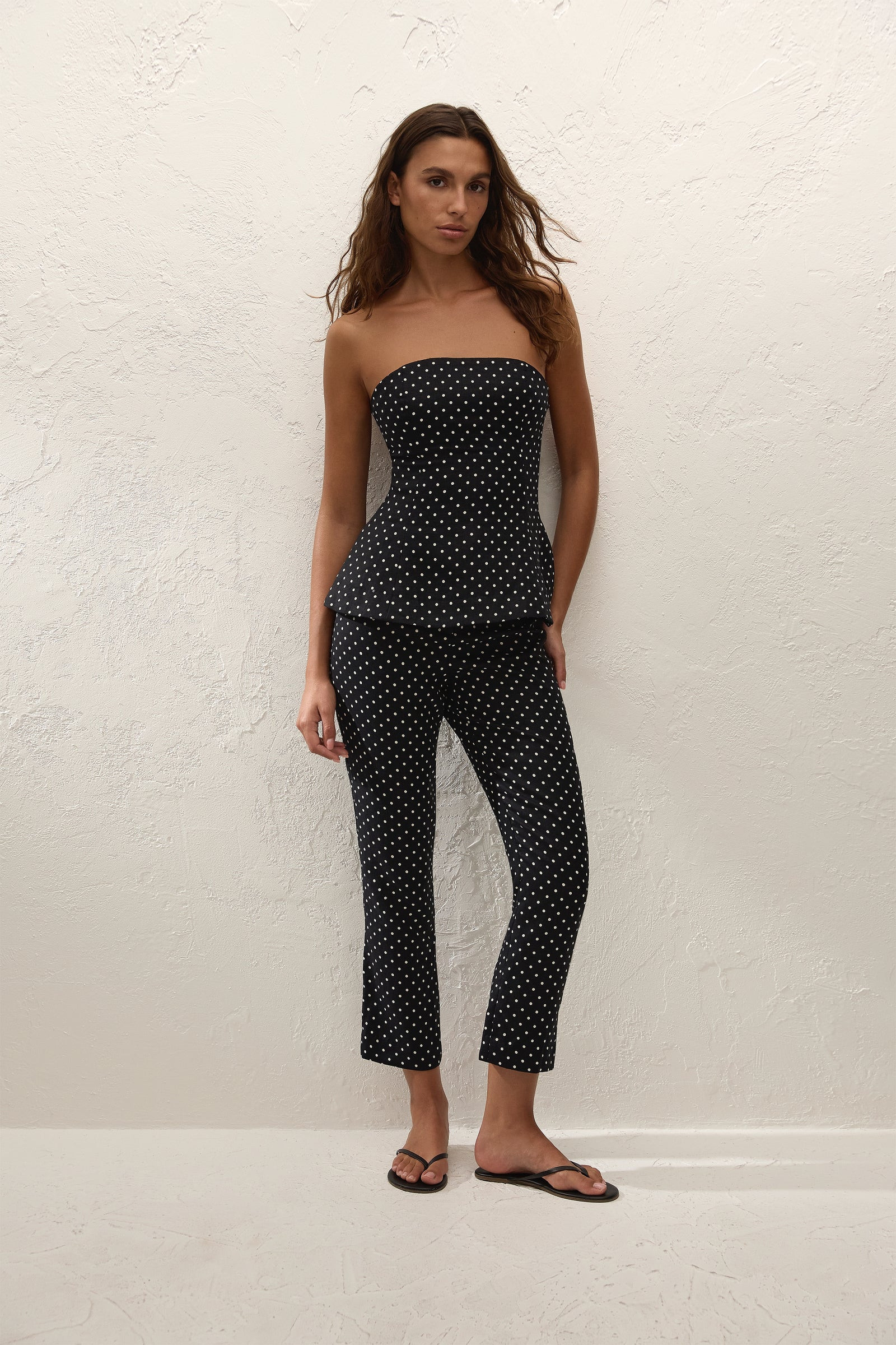 Iria Capri Pant Lola Polka Dot Black Cream | Faithfull (AU)