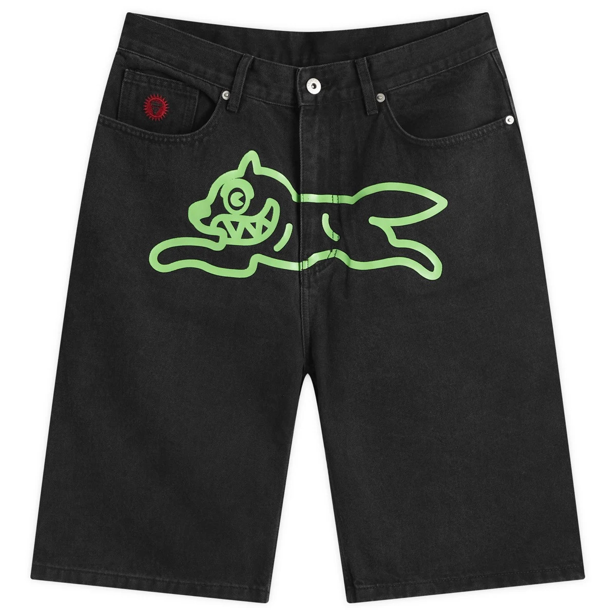 ICECREAM Men's Running Dog Denim Shorts in Black Denim, Size 32"" | END. Clothing | END. Clothing