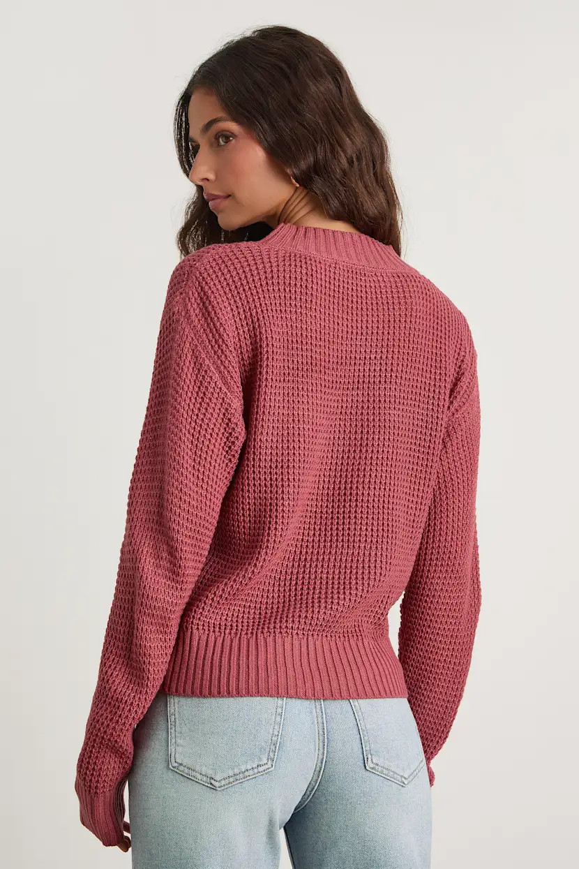 Campfire Cozy Rusty Rose Cropped Sweater | Lulus