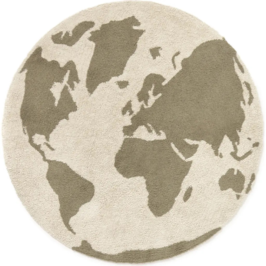 Lorena Canals RugCycled World Map Washable Cotton Blend Rug in Natural Soil Brown at Nordstrom | Nordstrom