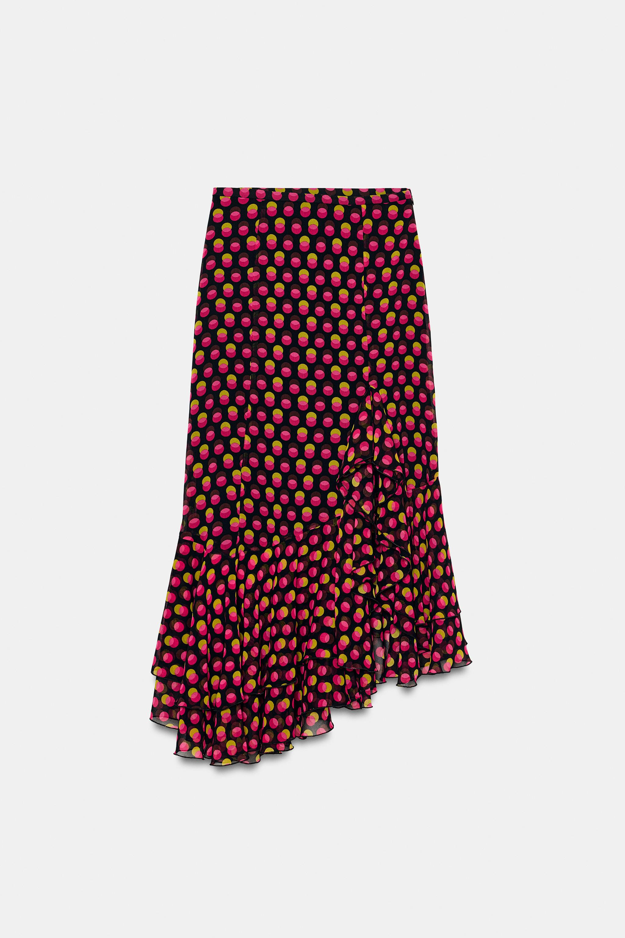 ASYMMETRIC POLKA DOT MIDI SKIRT | Zara US