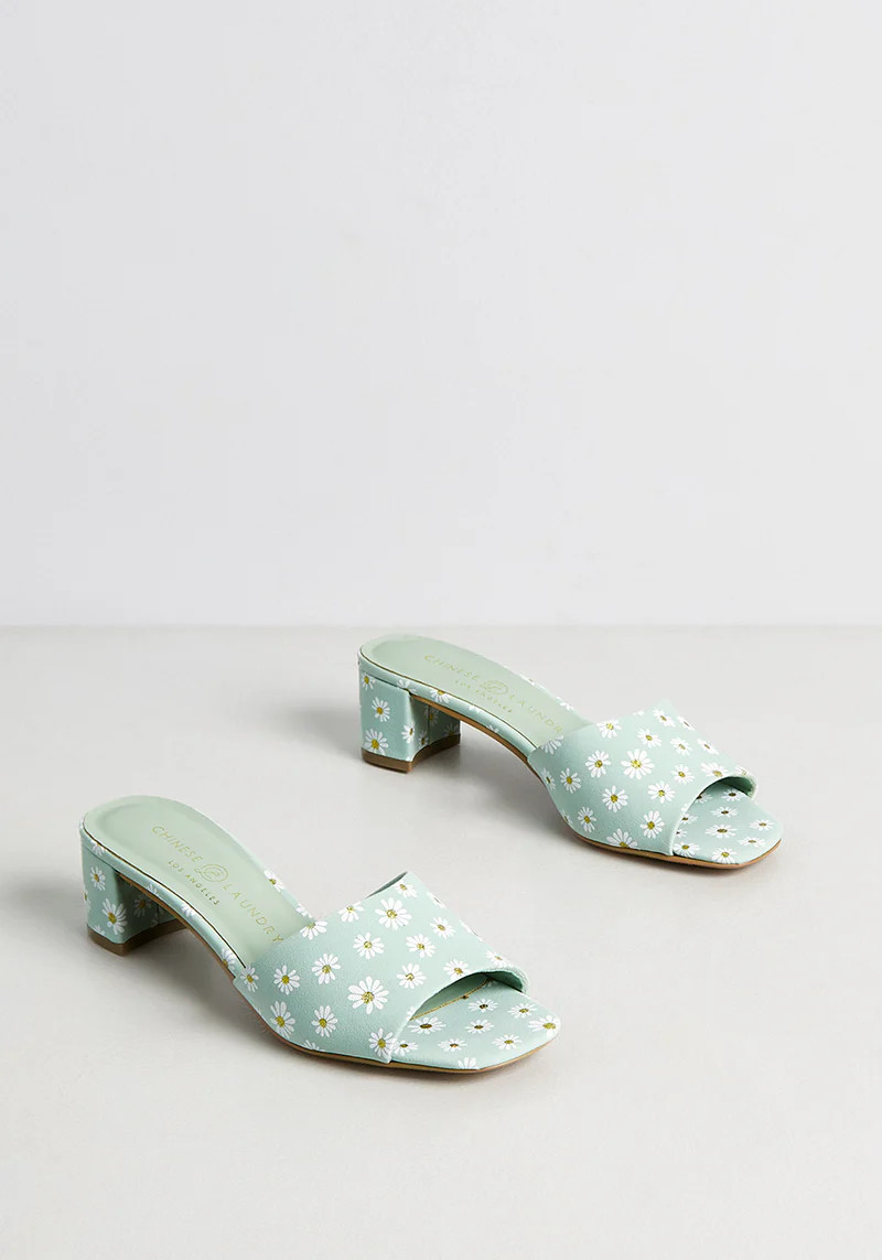 Trippy Daisies Heeled Slide Sandal | ModCloth
