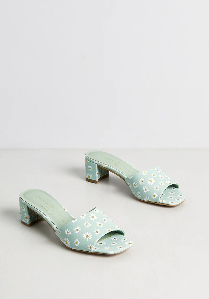 Trippy Daisies Heeled Slide Sandal | ModCloth