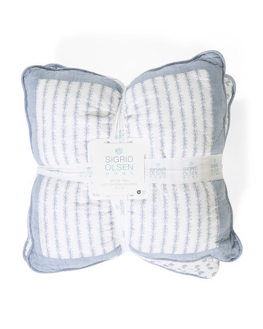 2pk Cotton Seaweed Striped Euro Pillows | TJ Maxx