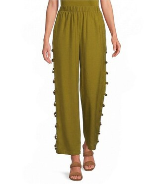 Devana High-Rise Wide Leg Side Cut Out Coordinating Linen Pants | Dillard's