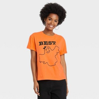 Women's Halloween Best Boos Costume Short Sleeve Graphic T-Shirt - Orange | Target