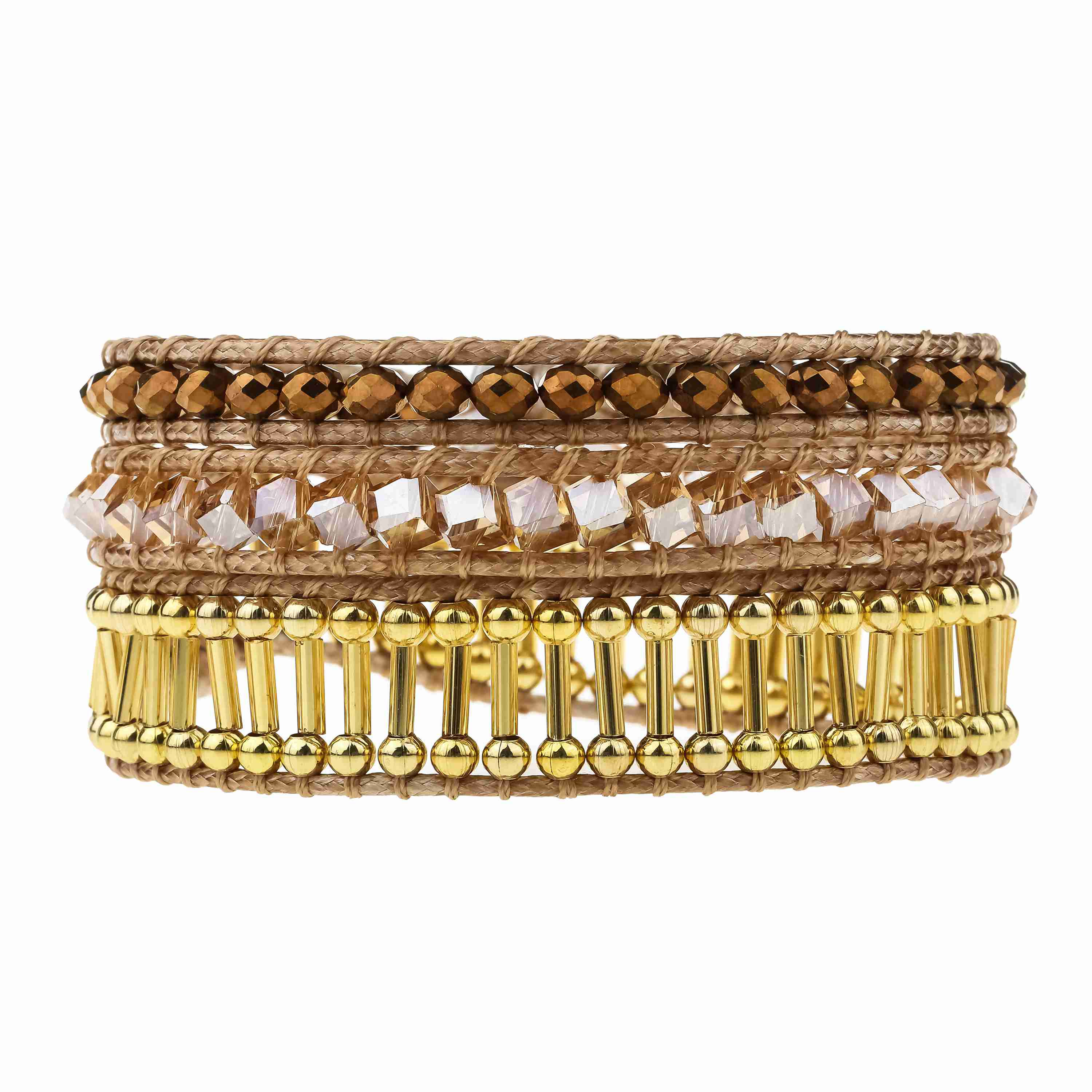 Copper Crystals and Gold Beads on Natural, Island Bracelet, Vacation Jewelry  | Victoria Emerson