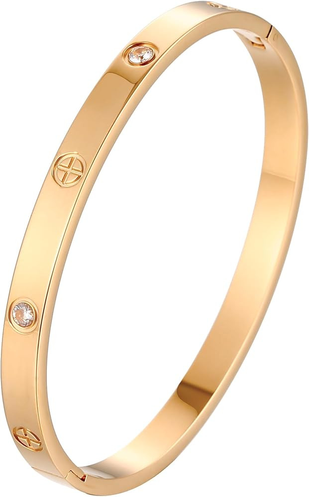 Women's Stainless Steel Cross Bracelet Jewelry Crystal Bracelet With Cube Zircon Hinge Jewelry ov... | Amazon (US)