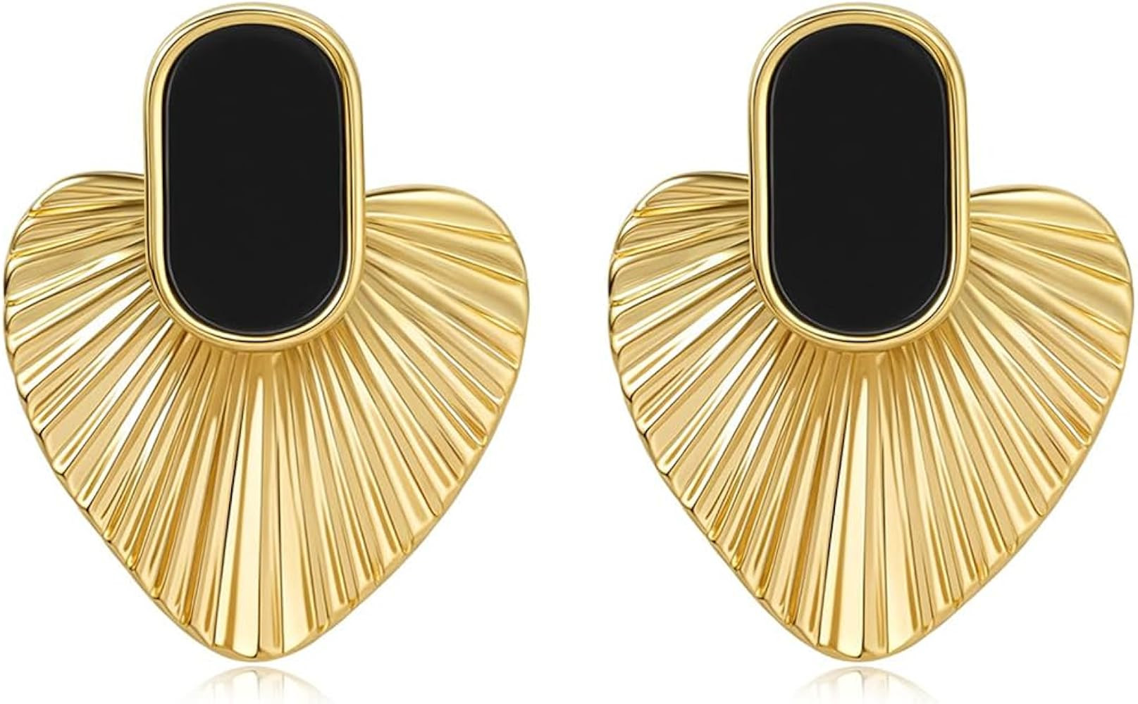 Black/White/Red/Green/Blue/Brown Heart Earrings for Women, 24K Gold Plated Vintage Gold Earrings ... | Amazon (US)