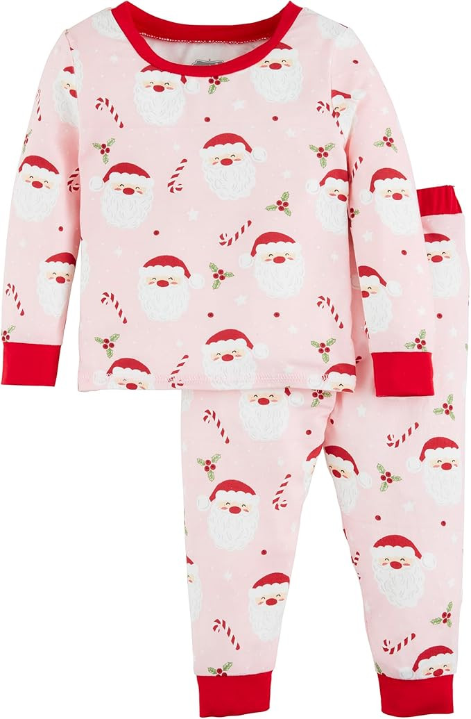 Mud Pie Girls Children's Pink Santa Glow Toddler Pajama Set | Amazon (US)