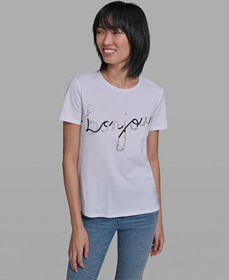 KARL LAGERFELD PARIS Women's Crew Neck Sunglasses T-Shirt - Macy's | Macy's