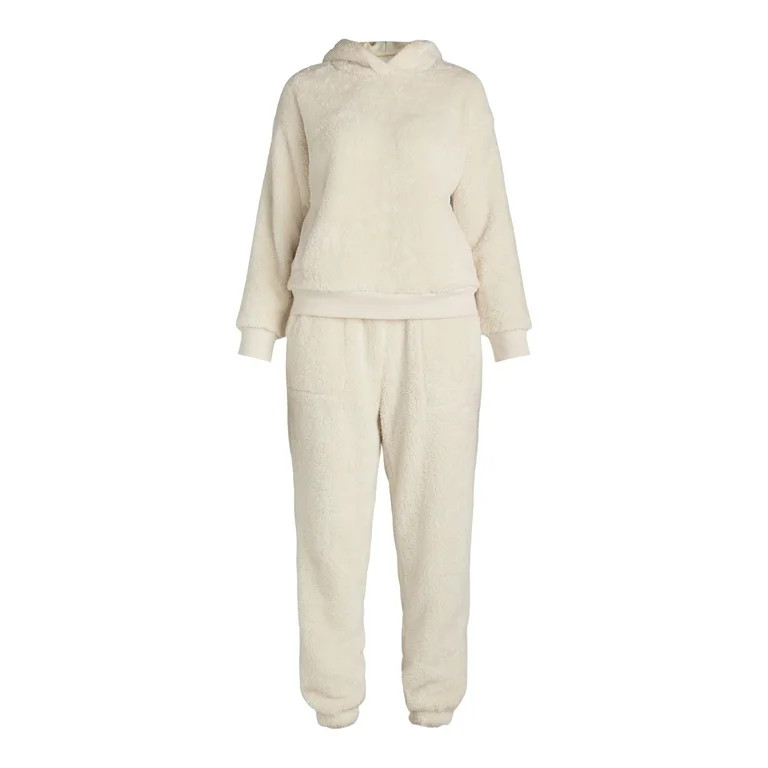 Time and Tru Women's Teddy Fleece Hoodie and Joggers Set, 2-Piece, Sizes XS- XXXL - Walmart.com | Walmart (US)