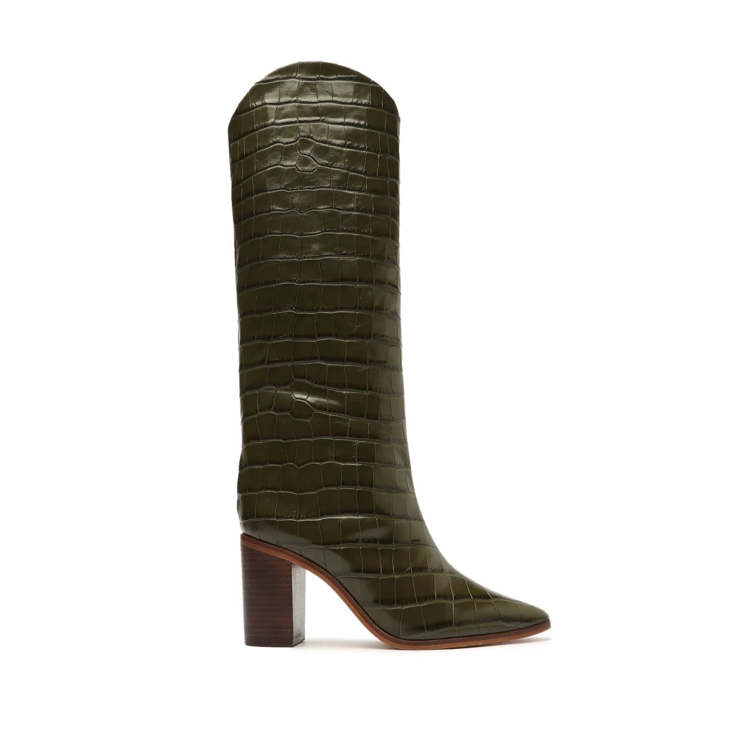 Maryana Block Crocodile-Embossed Leather Boot | Schutz Shoes (US)