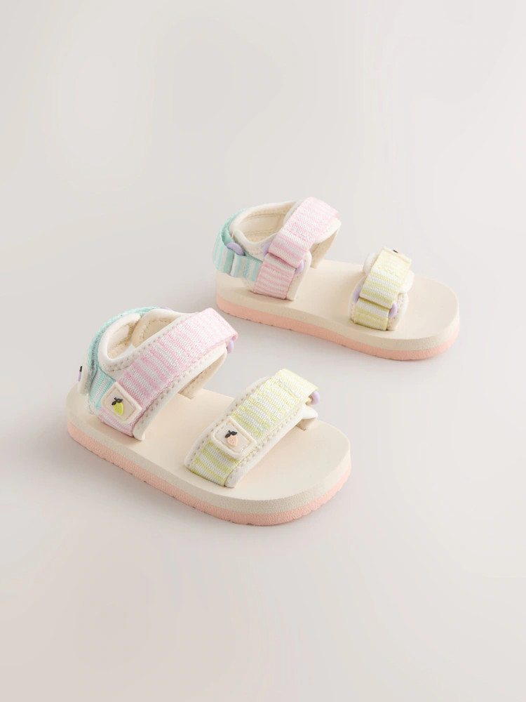 Multi Pastel Stripe Trekker Sandals | Next US