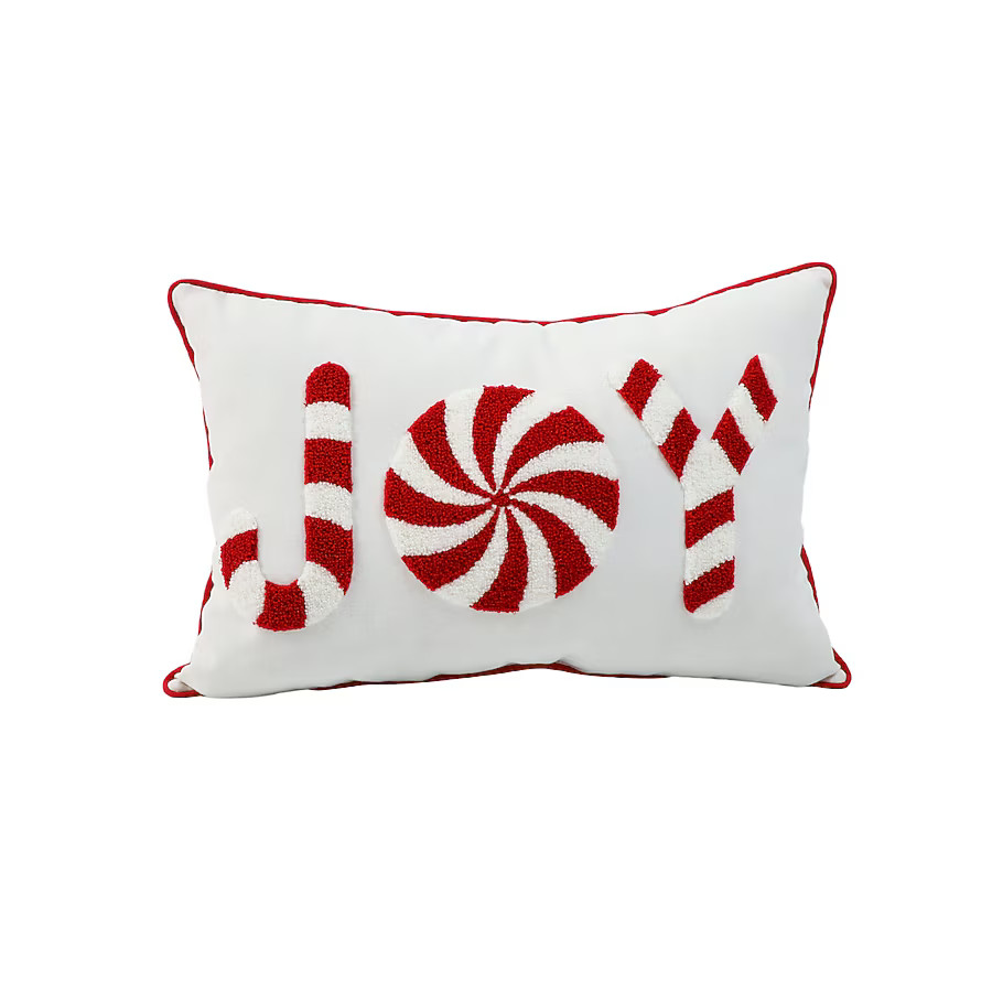 Holiday Living Christmas 12-in x 18-in Red/White Rectangular Indoor Decorative Pillow | Lowe's