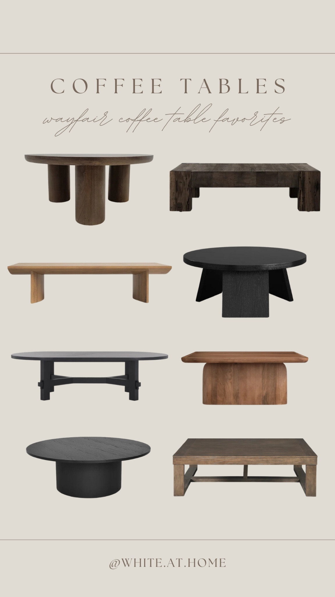Wayfair coffee tables I am loving! A mix of round, square, and rectangle options with a variety of finishes, legs styles, and price points! I’m obsessed! 

#LTKStyleTip #LTKHome