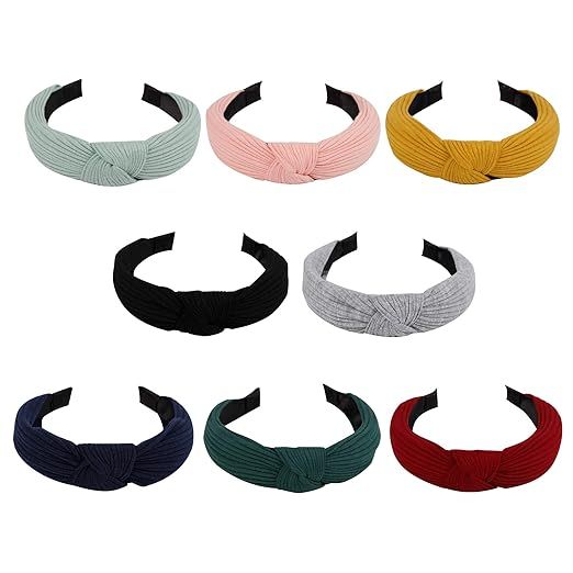 8 Pieces Wide Headbands Knot Turban Headband Hair Band Elastic Plain Fashion Hair Accessories for... | Amazon (US)