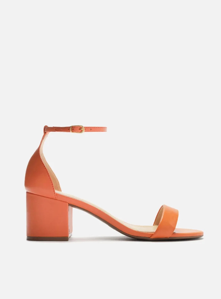 Sandália Laranja Arezzo Couro Salto Médio Bloco Isabelli | ZZ Mall (BR)