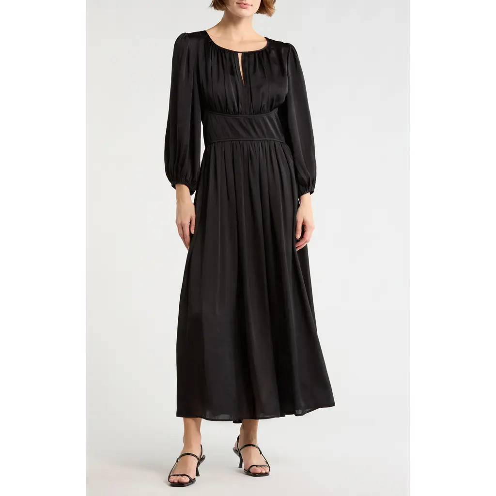 MAX STUDIO Keyhole Balloon Sleeve Maxi Dress in Black-Black at Nordstrom Rack, Size Large | Nordstrom Rack