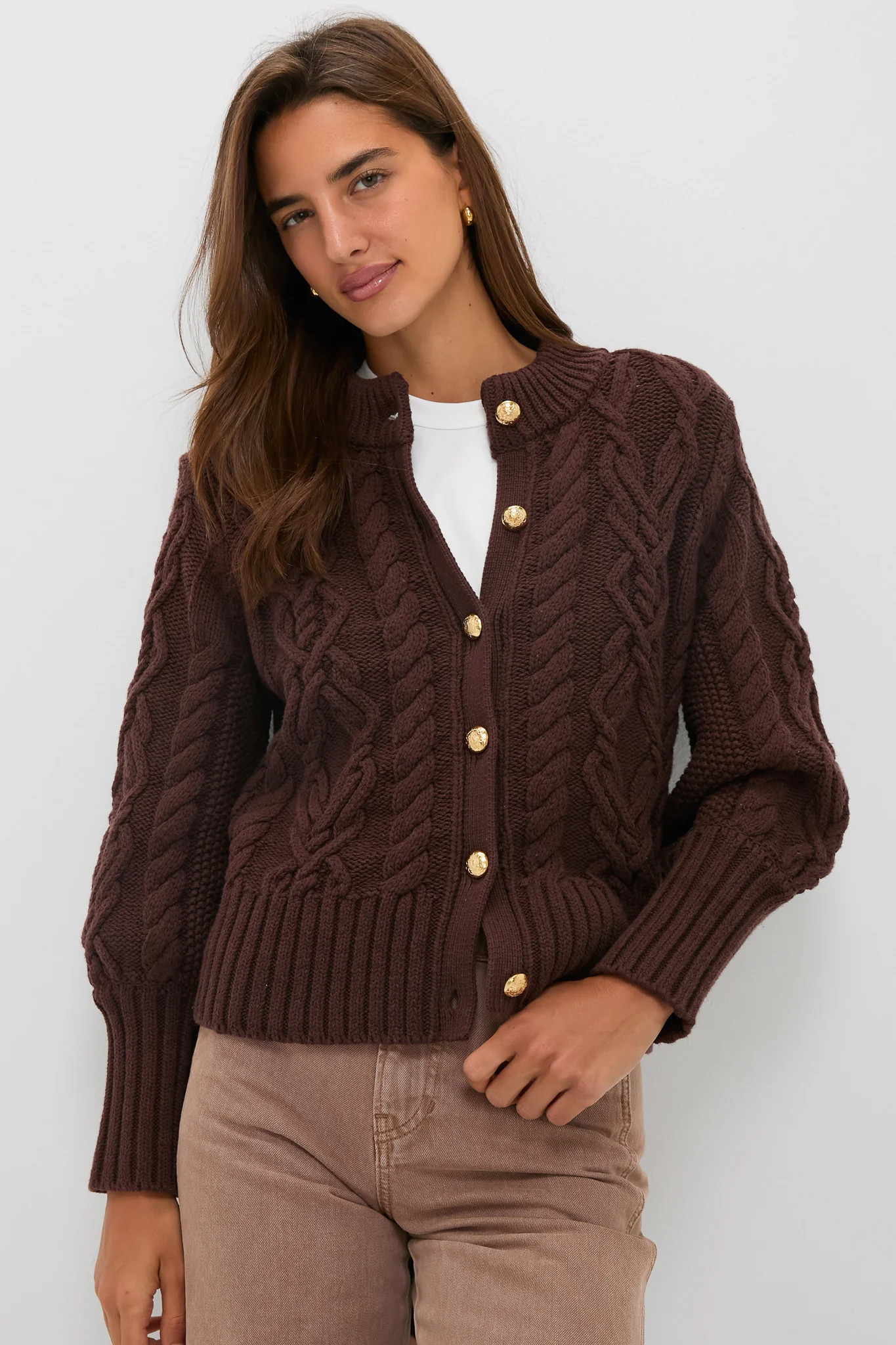 Brown Cotton Colette Cardigan | Tuckernuck (US)